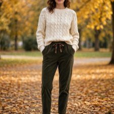 Handmade Spodnie Sztruksowe z Wysokim Stanem | Joggery z Wiązaniem | Smart /casual
