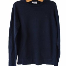 wełna Granatowy sweter vintage Lindberg