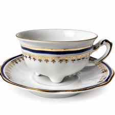 Filiżanka na nóżkach Karolina PRL kobalt i złocenia porcelana Vintage Polski design