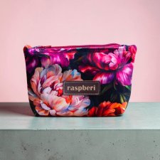 Etui na klucze z weluru w peonie – kwiatowe etui handmade