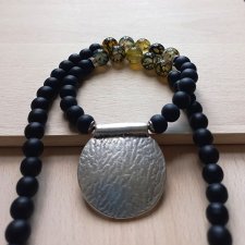 Naszyjnik żółty agat z wisiorem