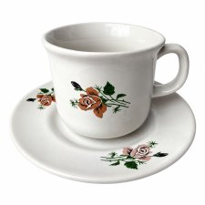 Filiżanka ze spodkiem Tułowice PRL Vintage róże polski design ceramika (2/5)