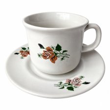 Filiżanka ze spodkiem Tułowice PRL porcelit róże vintage