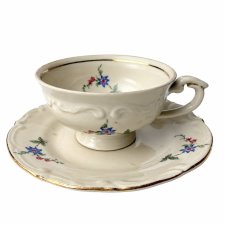 Filiżanka Tułowice stara porcelana kość słoniowa kwiaty złocenia vintage PRL lata 60 XX wieku (3/5)