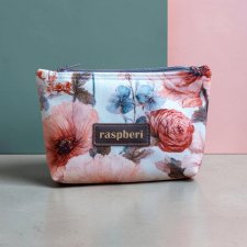 Etui na klucze z jasnego weluru w pastelowe kwiaty – handmade