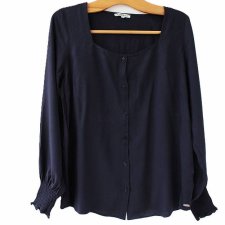 Bluzka z długim rękawem elegancka granatowa wiskoza Jean Paul