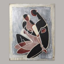 Abstrakcyjne malarstwo strukturalne "Miłośnicy" 40 na 50 cm