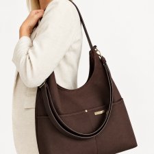 Torba typu hobo mlaczna czekolada- eko zamsz