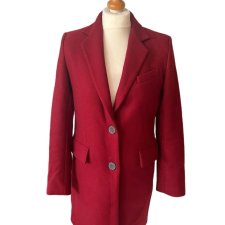 ZARA Woman czerwony płaszcz 75% wełna ceglasty burgundowy