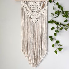 Makrama ścienna z naturalnego sznurka bawełnianego | 60 × 112 cm