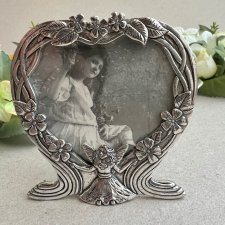 Vintage Silver Scenes ❤ Art Nouveau Heart Photo Frame with Fairy & Byron Poetry