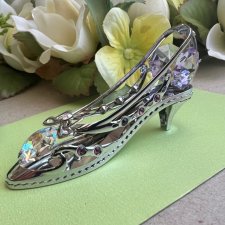 Crystocraft ❤ Chrome Plated Cinderella Crystal High Heel Shoe Slipper Figurine Ornament