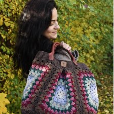 Duża torebka na szydełku granny square – shopperka handmade boho