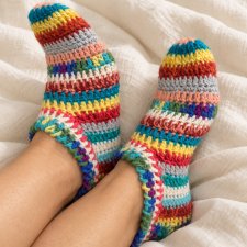 Kolorowe kapcie szydełkowe | rozmiar 39–40