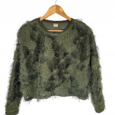 ZARA bluza khaki krótki sweter  patchwork 38 M