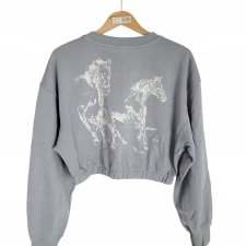 H&M krótka bluza crop szara konie 40 L