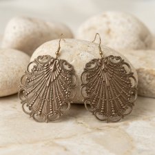 Duże Kolczyki Ażurowe Mosiężne – Styl Vintage Floral (Wytłoczka)