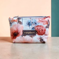 Etui na klucze z jasnego weluru w pastelowe kwiaty – handmade