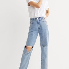 H&M - MOM JEANS Z PRZETARCIAMI - 34 - nowe