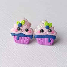 Kolczyki fioletowe babeczki kawaii