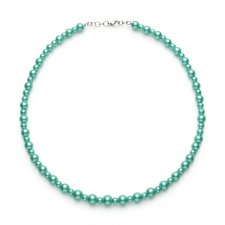 Naszyjnik Choker Szklane Perły 8 i 5 mm Jasna Zieleń Stal 24 cm