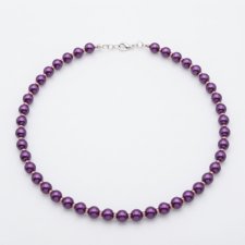Fioletowy choker z czeskich pereł i pudrowego rokajlu, stal – 21,5 cm