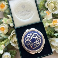❤ Celtic Blue Enamel Round Compact Mirror ❤ Lusterko w emalii ❤