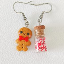 Świąteczne Kolczyki Ciastka Cukierki w Słoikach Gingerbread Man Ciastek