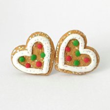 Małe świąteczne kolczyki ciasteczka serduszka
