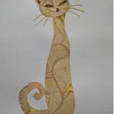 Różany kot – obraz z suszonych płatków róż  21 × 30 cm