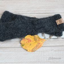 Czarne mitenki alpaka i wełna merino