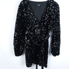 Boohoo kopertowa welurowa sukienka cekiny 12 / 40