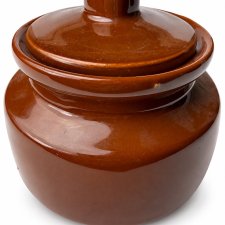 Cukiernica Mirostowice z pokrywką brązowa Ceramika Vintage PRL