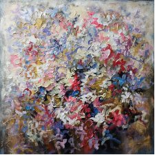Nowoczesny obraz strukturalny "Kwiatowy Miód" o wymiarach 80 × 80 cm