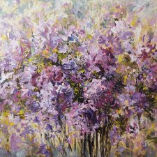 Wiosenny nastrój Nowoczesny obraz strukturalny – Abstrakcja Obraz z teksturą kwiatów 90 x 120 cm