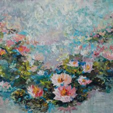 Strukturalny obraz 3D Liliowy staw 70×100 cm