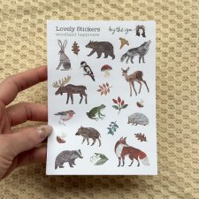 Naklejki zwierzęta leśne - arkusz 22 naklejek do journalingu i scrapbookingu, kolaż papierowy A6
