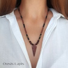 Naszyjnik jesienno-etniczny - jaspis, lawa, howlit, hematyt