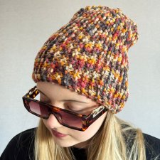 Kolorowa mała czapka beanie wełniana z alpaką – ręcznie wykonana w Polsce