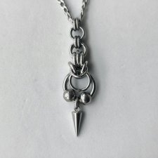 Gotycka punk zawieszka z kolcem – industrial, punk, chainmaille unisex męska damska męski damski