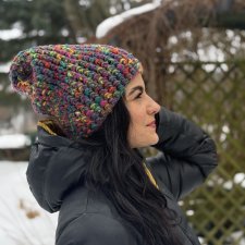 Kolorowa czapka beanie wełniana z alpaką – ręcznie wykonana w Polsce