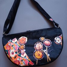 Torba z cekinami Welurowa Boho Kwiaty
