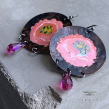 Kolczyki Pink Water Lilies & Swarovski Fuchsia