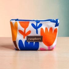 Etui na klucze z jasnego weluru – minimalistyczne kwiaty | Handmade
