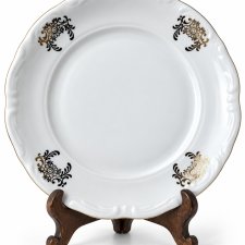 Talerz deserowy Wałbrzych PRL lata 60-70 porcelana złocenia vintage Polski Design