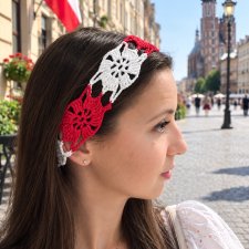 Biało-Czerwona Opaska Szydełkowa Polska  Patriotyczna 11 Listopada Handmade rozmiar L