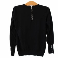 Elegancki Czarny sweter wiskoza perły z tyłu i na rękawach 40 Savida