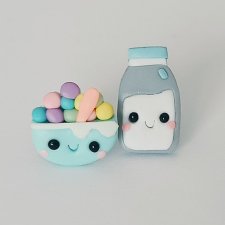 Słodkie Kolczyki Mleko i Płatki Śniadaniowe Kolczyki Kawaii Biżuteria Kawaii