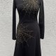 Sukienka midi czarna z ręcznie haftowanymi pajęczynami w stylu lat 40tych